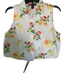 Forever 21  White Tropical Fruit Print Crop Top Sleeveless Button Tank Sz Large Photo 1