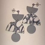 Gray and Black Retro Boho Clay Geometric Earrings Photo 0
