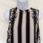 Bar III  Stripe Shift Dress Sz M Black Cream Floral Mod Retro Chic Cocktail 60s Photo 1