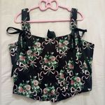 Dolls Kill  Widow Floral Black and Pink Bow Corset Top Photo 0