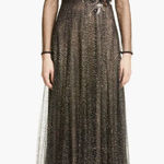 Marchesa Notte Shimmer Tulle Embellished Long Gown Size 4 Black Photo 0