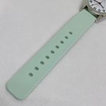 Silver tone Quartz analog unisex wrist watch 37mm round silicone band running Photo 4