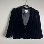 Loft Vtg Y2K Velvet Whimsigoth Blazer Jacket 0‎ Black Regal Renaissance Witchy Goth Photo 2