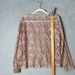 & Other Stories Womens Lace Top Pink‎ M/L Open Front Long Sleeve Crew Neck Formal Dressy Photo 4
