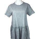 Pull & Bear  Gray Jersey Cotton Oversized Short Sleeve Mini Ruffle T-Shirt Dress XS Photo 0
