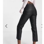Topshop NWT  Black Coated Straight Leg Raw Hem Jeans W25 Moto Y2K 90’s Photo 1