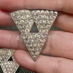 Antique Pair Of 1920's Clear Rhinestone Silver Tone Dress Clips Shoe/Fur/Collar Photo 1