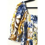 NWT INC Smocked Maxi Dress L Floral Print Blue Yellow White Cottage Romantic Size L Photo 8