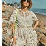 Hunter Bell Dress Newton Lace Pintucked Buttoned Tiered Mini Cream M NWT Photo 0