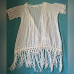 SheIn  Fringe gauze crochet semi sheer belt tie kimono short sleeve NEW size OS Photo 3