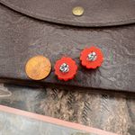 Handmade Red Glitter Resin Floral Stud Earrings | Holiday Party Christmas Gift Photo 2