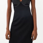 ZARA black & white contrast stitch bodycon midi dress Photo 0