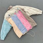80s 90s pastel tie dye watercolor color block quilted jacket floral embroidery Size XL Photo 2