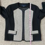 French Connection  Faux Leather Trim Tweed Panel Blazer Jacket 10 Photo 6