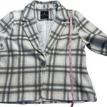 Bagatelle Blazer Womens Notch Lapel Casual Plaid Jacket Grey Cream Size Large Photo 8