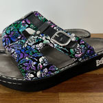 Alegria  Sandals 38 Peggy Hibiscus Floral Double Strap Comfort Platform Buckle Photo 0