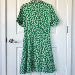 Dalton Silk Crepe Wrap Dress in Green Floral Print Size L Photo 5