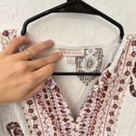 Knox Rose  White Paisley Print Flutter Sleeve Tassel Boho Blouse S Photo 3