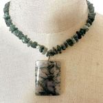 Moss agate sterling silver pendant necklace Green Photo 0