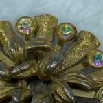 Floral Starburst Jewelry Pin Brooch Iridescent Accent Glass Crystal Rhinestones Photo 6