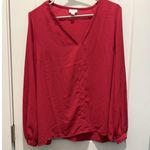 J Crew Top Womens L Hot Pink V Neck Tunic Balloon Sleeve Blouse Long Sleeve Boho Size L Photo 0