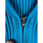 Victoria + Sophia Blue Ribbed Zip Front Knit Vest S/M Green Photo 3