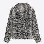 ZARA Women’s Snake Skin Button Down Satin Long Sleeve Blouse Size X Small Photo 0