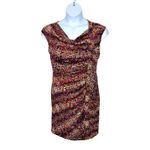 Alfani Abstract Ruched Bodycon Dress 12 Petite Drape Neck Office Party Dinner Photo 1