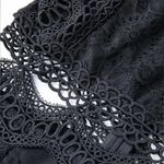 NWT, Lavishly Paris Women’s Sexy Scallop Mesh Ruffle Hem Detailed Dress. Black Size M Photo 14