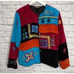 Vintage 90s Allure Womens Tapestry Jacket Size L Blue Red Embroidered BOHO Artsy Size L Photo 0
