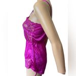 Tessies Vintage 80s Magenta Sheer Floral Lace Lingerie Intimates Romper Teddie Photo 3