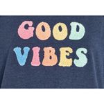 Wildfox "Good Vibes" Crewneck Sweatshirt Blue Multi Chenille Applique Size S Photo 2