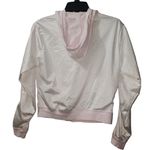 Wise Girl Full Zip Hoodie Athletic Track Jacket Pink Stripe Detail White Photo 1