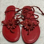 Cole Haan Red Floral Leather Sandals Photo 0
