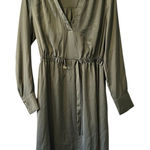 H&M HM Dress Women’s Size Small Sage Green Short V Neck Elastic Waist Silky Feel Photo 0