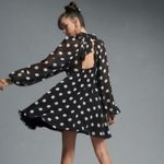 Maeve  by Anthropologie Mini Dress Sheer Polka Dot Open Back Longsleeve Black S Photo 2