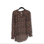 Xhilaration  Abstract Multicolor V-Neck Blouse | Size M | Long Sleeve High-Low He Photo 1