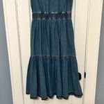 On 34th denim full button tiered midi dress size small 100% cotton cottage Blue Photo 8