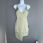 Lulus What a Stunner Sage Green Satin Asymmetrical Mini Dress NWT Size XS Photo 4