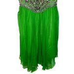 NWT Mandalay Dark Lime Green Silk Beaded Sequin Mini Evening Dress Women Size 14 Photo 4