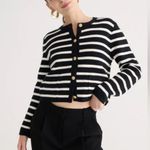 J.Crew Emilie patch-pocket sweater lady jacket in black ivory stripe size 2X Photo 0