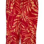 Tahari  Linen Blend Womens Red Tropical‎ Print Wide Leg Pants size Small vacation Photo 0