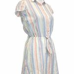 J.Crew NWT!  Merchantile Multicolor Stripe Drawstring Short Sleeve Retro Dress Photo 3