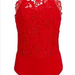 EXPRESS NWT Lace Halter Neck Bodysuit Color Red Lipsitck Size S Photo 3