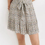 Madewell Beige Fieldwalk Boho Floral Tie Waist Tiered Mini Skirt Photo 0