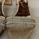 Badgley Mischka  Sz 8 open toe heels wedding bridal prom gold silver rhinestone Photo 2