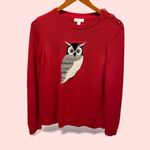 Charter Club Cute cherry red gold button owl hoot hoot cotton blend sweater Photo 2