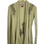 VINTAGE Tail Bait Wool Blend Embroidered Studded Open Cardigan in Tan Size S Photo 1