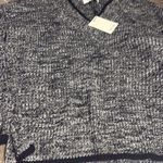 John + Jenn  Chunky Knit Black and White V-Neck Sweater Photo 0