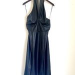 Milly  Women’s Raven Black Vegan Faux Leather Halter Neck Sz 6 Midi Dress BNWT Photo 6